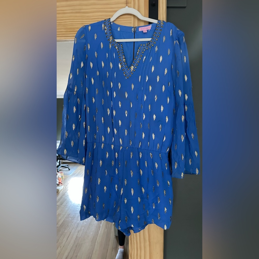 Lilly Pulitzer Ariele Silk Romper Bennet Blue